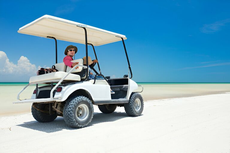 driving a golf cart
